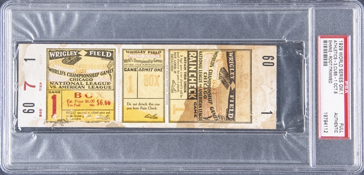 1929 MLB World Series Game 1 Full Ticket (PSA AUTHENTIC)